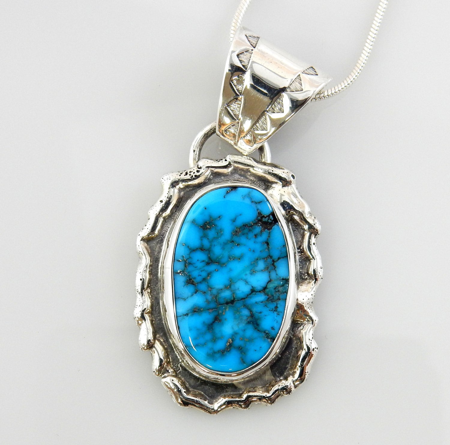 Sterling Silver Blue Turquoise Drop Pendant - DeSantis