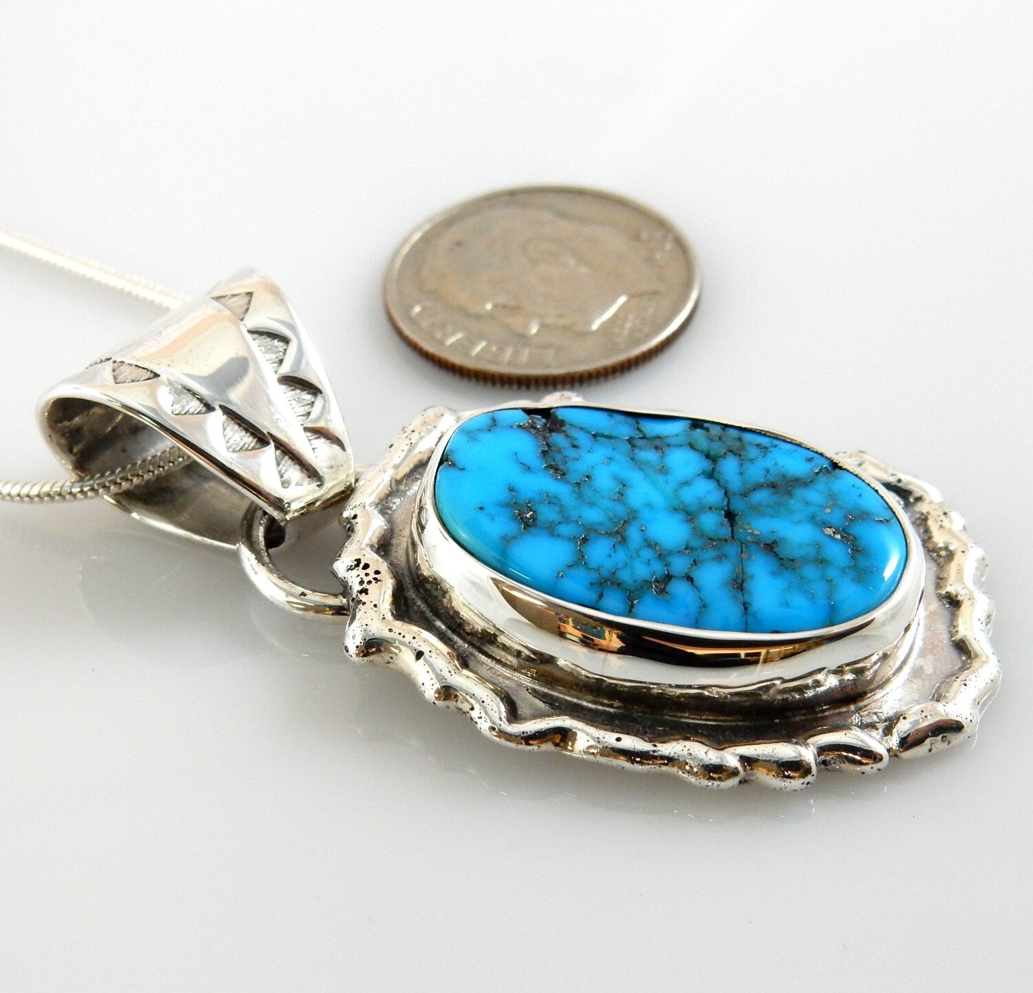 Sterling Silver Blue Turquoise Drop Pendant - DeSantis