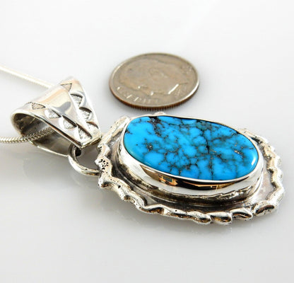 Sterling Silver Blue Turquoise Drop Pendant - DeSantis