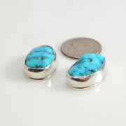 Sterling Silver Blue Turquoise Handmade Post Earrings - DeSantis