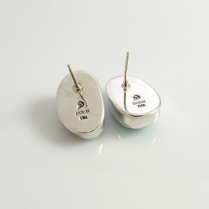 Sterling Silver Blue Turquoise Handmade Post Earrings - DeSantis