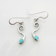 Sterling Silver Blue Turquoise Inlay Dangle Earrings - DeSantis