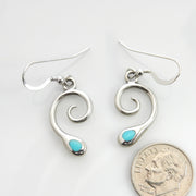 Sterling Silver Blue Turquoise Inlay Dangle Earrings - DeSantis