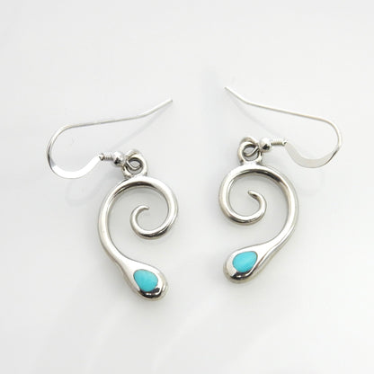 Sterling Silver Blue Turquoise Inlay Dangle Earrings - DeSantis
