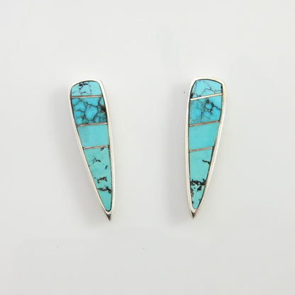 Sterling Silver Blue Turquoise Inlay Earrings - DeSantis