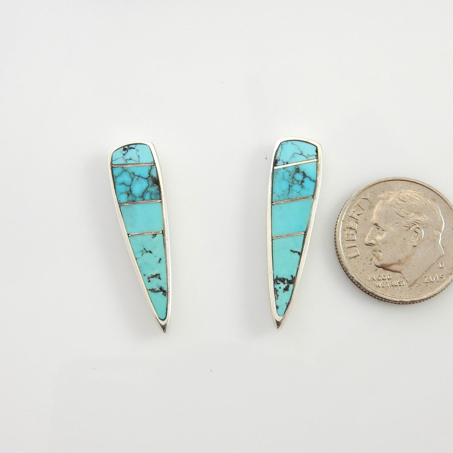 Sterling Silver Blue Turquoise Inlay Earrings - DeSantis