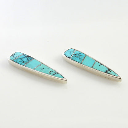 Sterling Silver Blue Turquoise Inlay Earrings - DeSantis