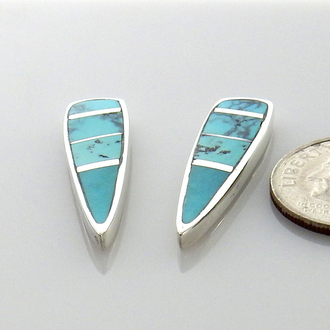 Sterling Silver Blue Turquoise Inlay Post Earrings - DeSantis