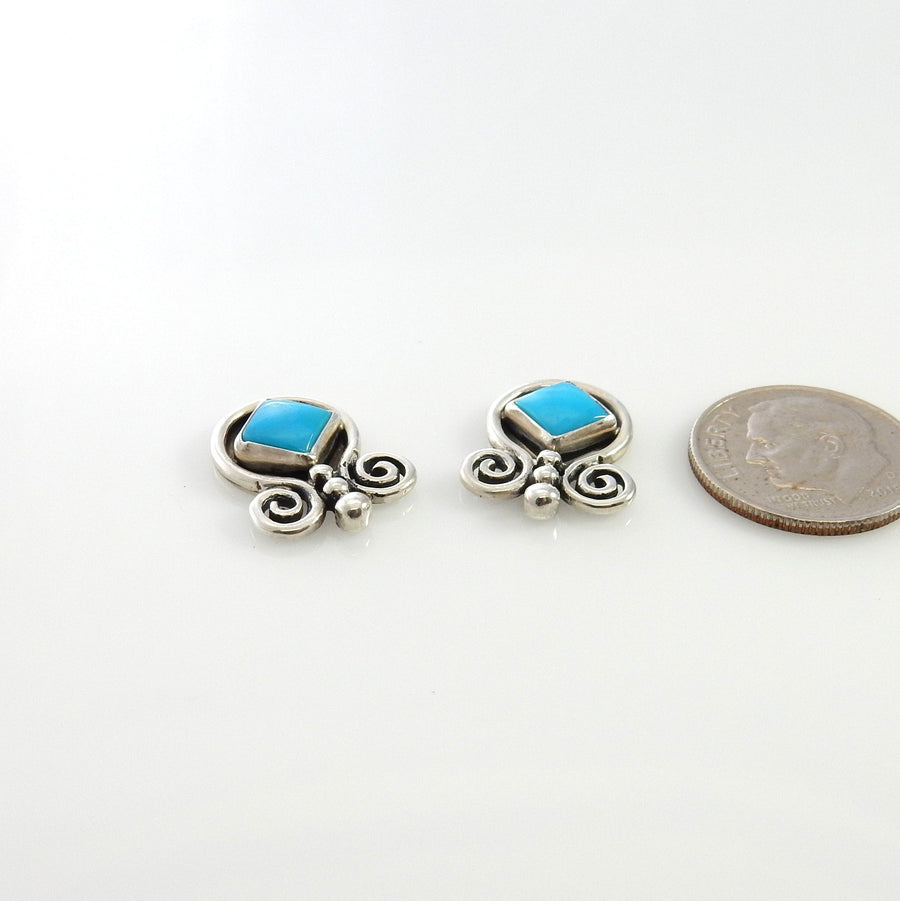 Sterling Silver Blue Turquoise Post Earrings - DeSantis