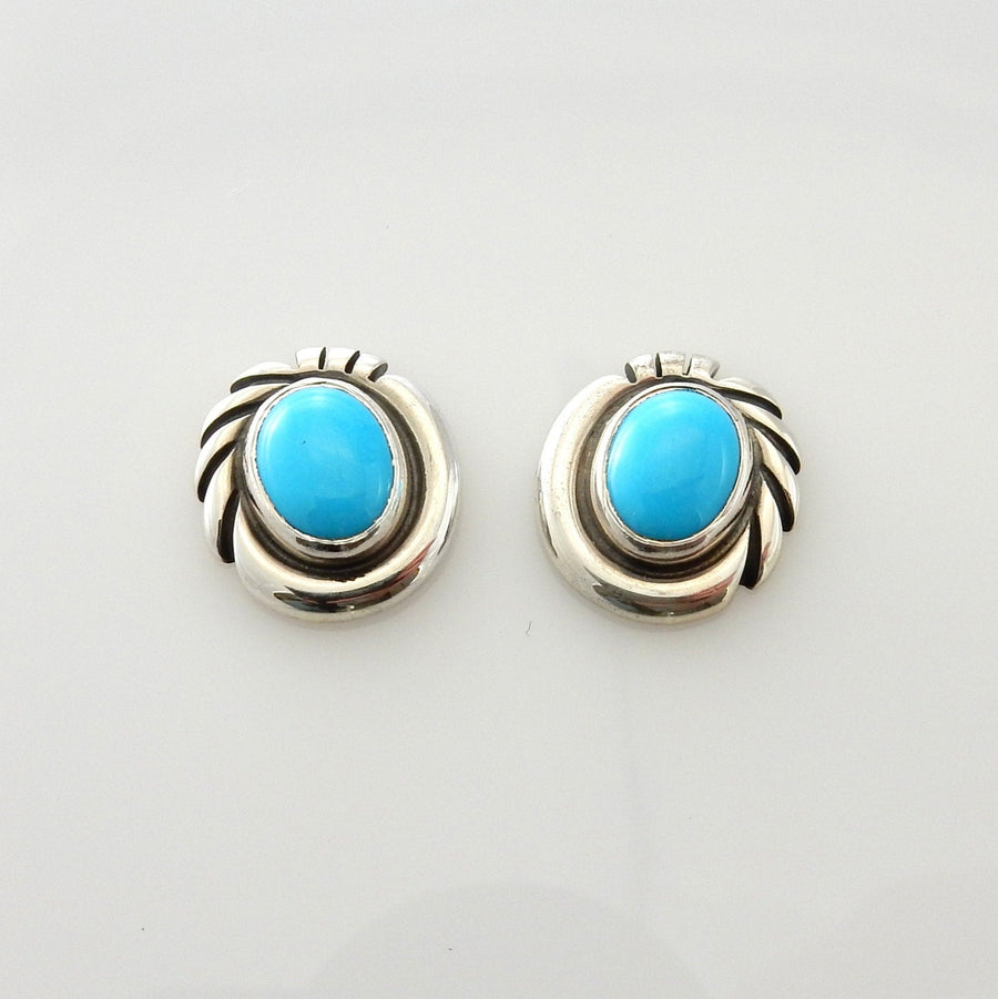 Sterling Silver Blue Turquoise Post Earrings - DeSantis