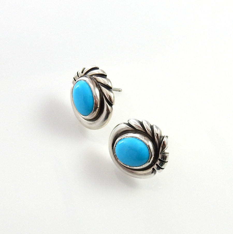 Sterling Silver Blue Turquoise Post Earrings - DeSantis