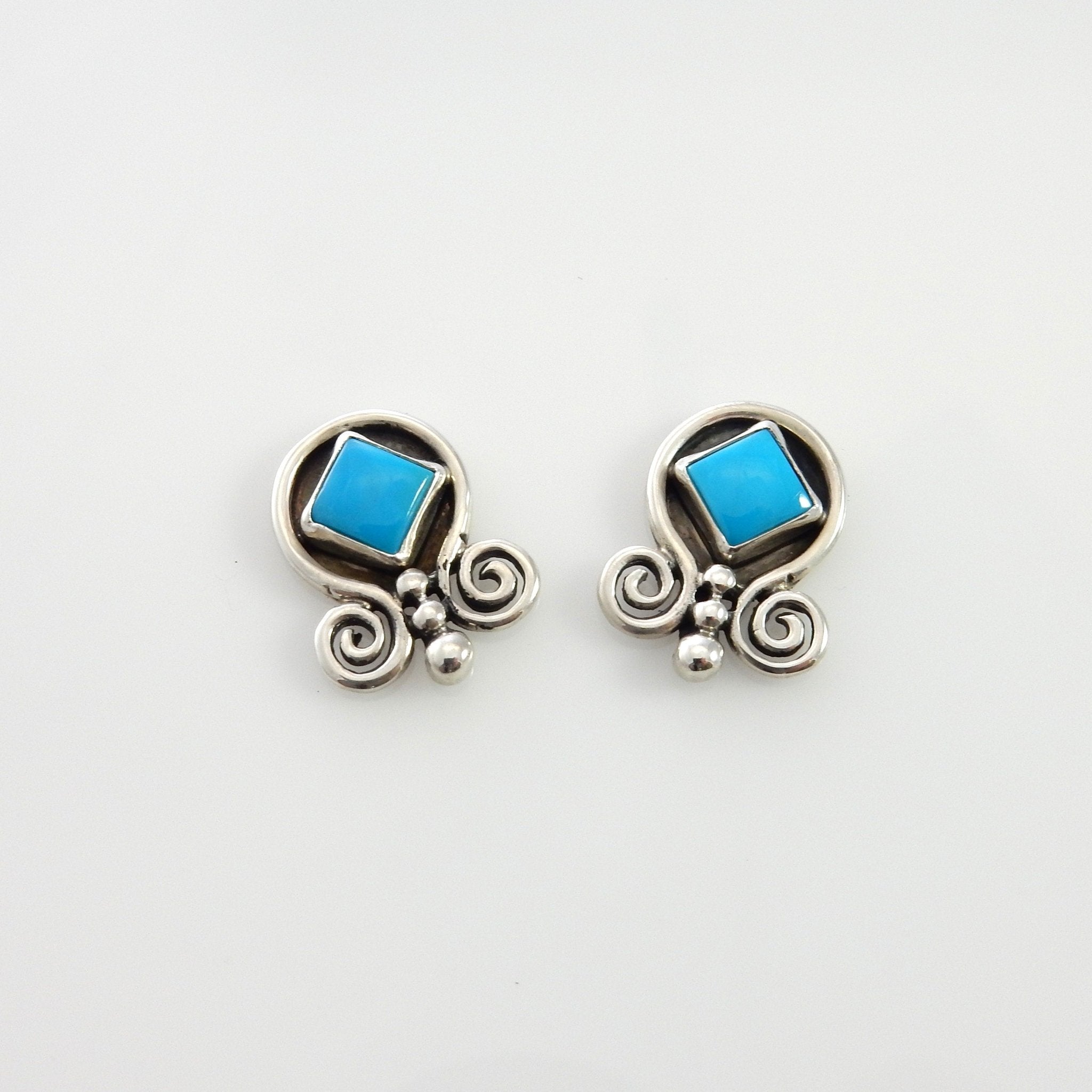 Sterling Silver Blue Turquoise Post Earrings - DeSantis