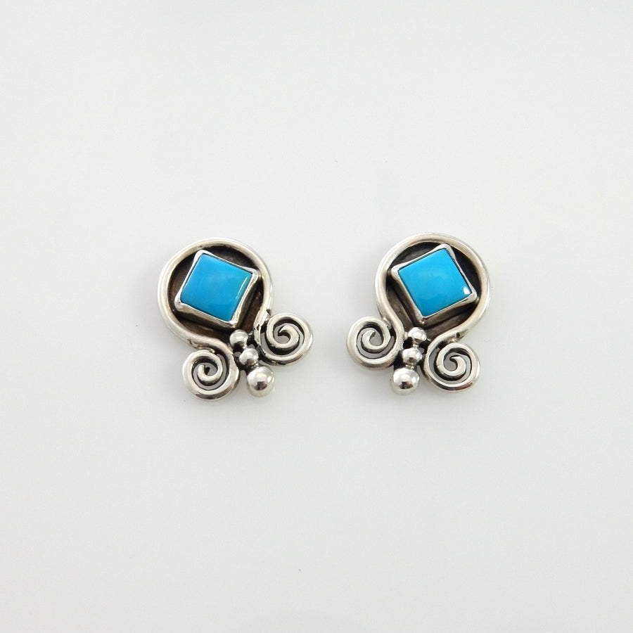 Sterling Silver Blue Turquoise Post Earrings - DeSantis