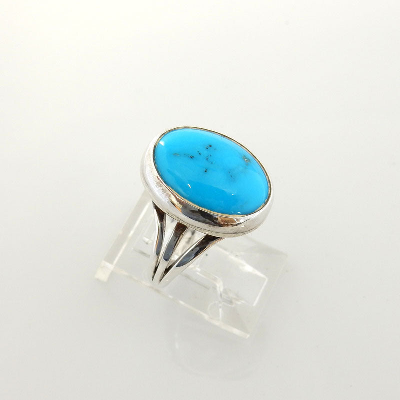 Sterling Silver Blue Turquoise Split-shank Ring Size 6.75 - DeSantis