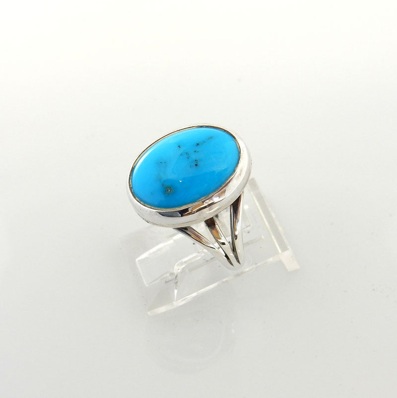 Sterling Silver Blue Turquoise Split-shank Ring Size 6.75 - DeSantis