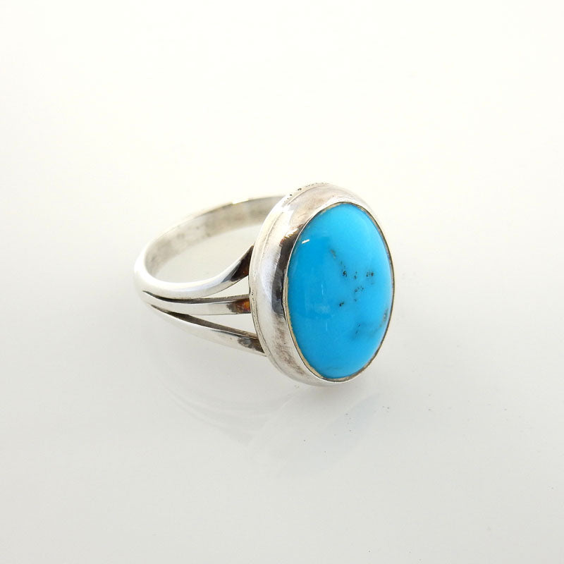 Sterling Silver Blue Turquoise Split-shank Ring Size 6.75 - DeSantis