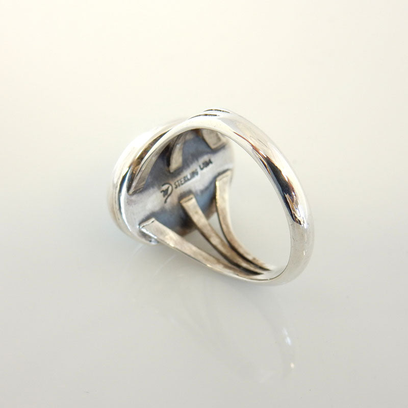 Sterling Silver Blue Turquoise Split-shank Ring Size 6.75 - DeSantis