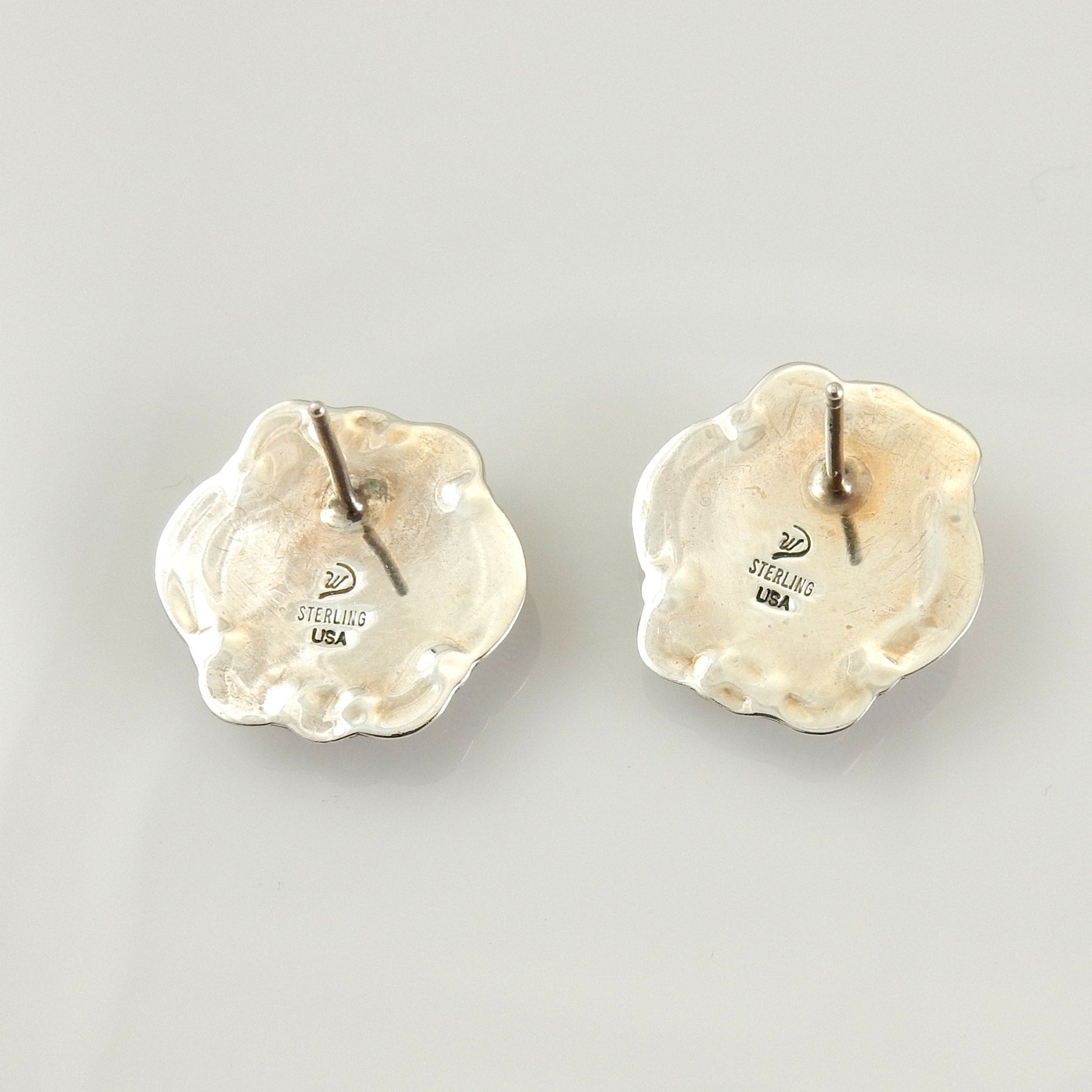 Sterling Silver Blue Turquoise Stamped Post Earrings - DeSantis