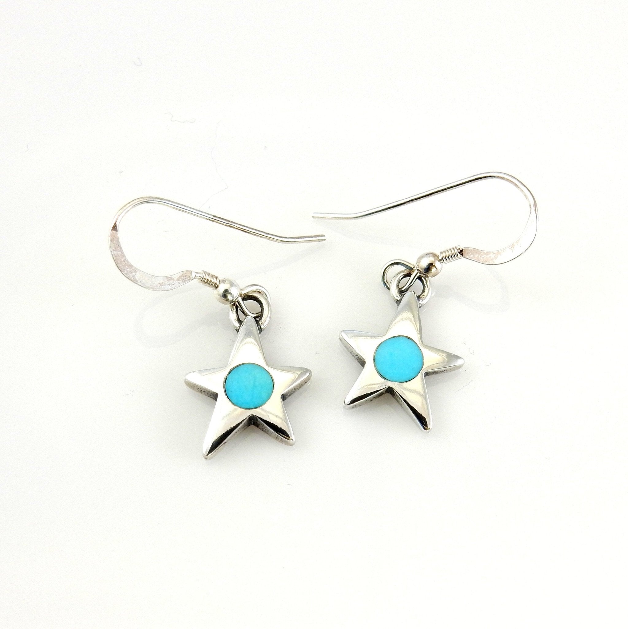 Sterling Silver Blue Turquoise Star Inlay Earrings - DeSantis