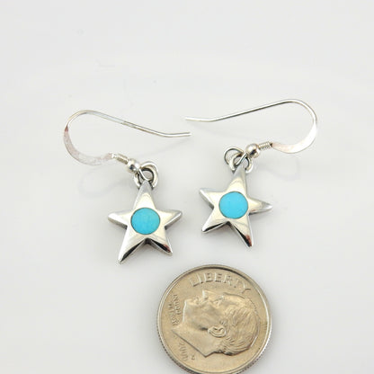 Sterling Silver Blue Turquoise Star Inlay Earrings - DeSantis