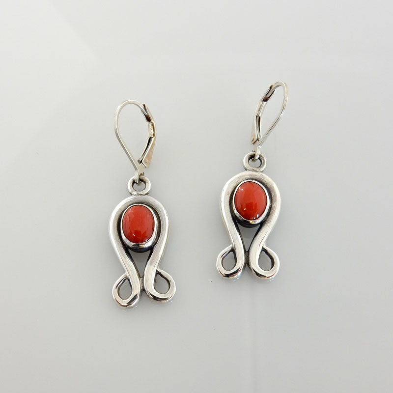 Sterling Silver Coral Dangle Earrings - DeSantis