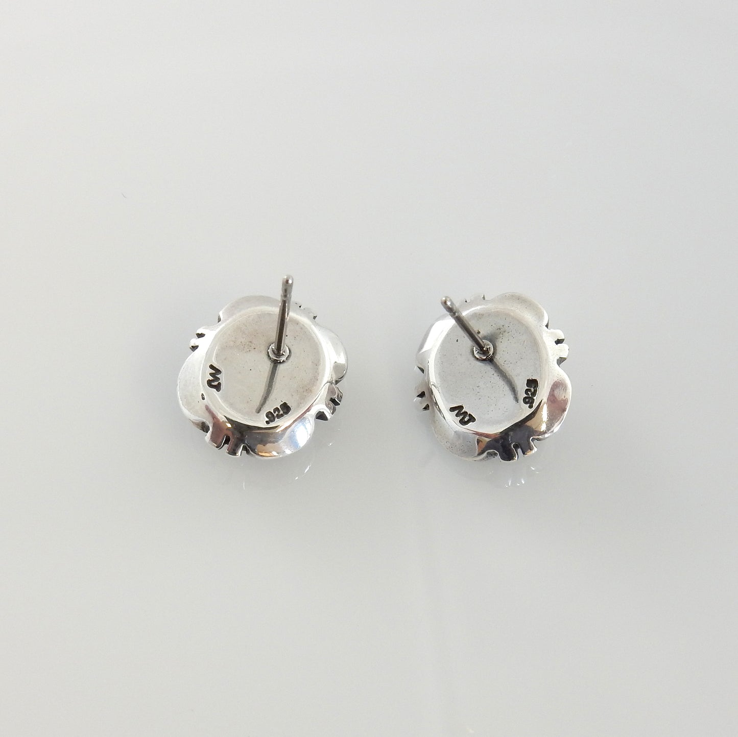 Sterling Silver Coral Southwestern Post Earrings - DeSantis