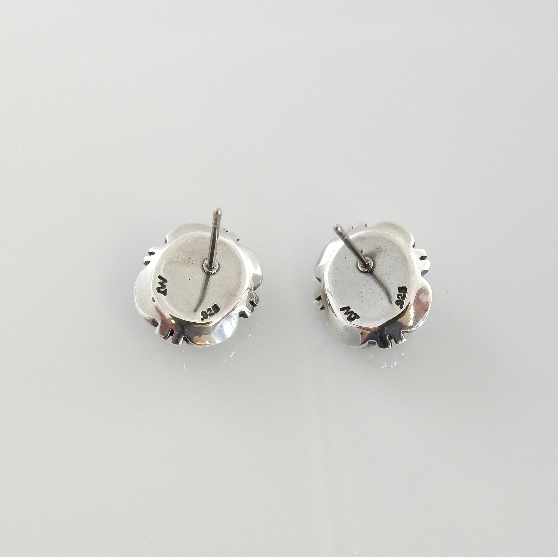 Sterling Silver Coral Southwestern Post Earrings - DeSantis