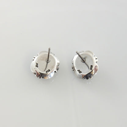 Sterling Silver Coral Southwestern Post Earrings - DeSantis