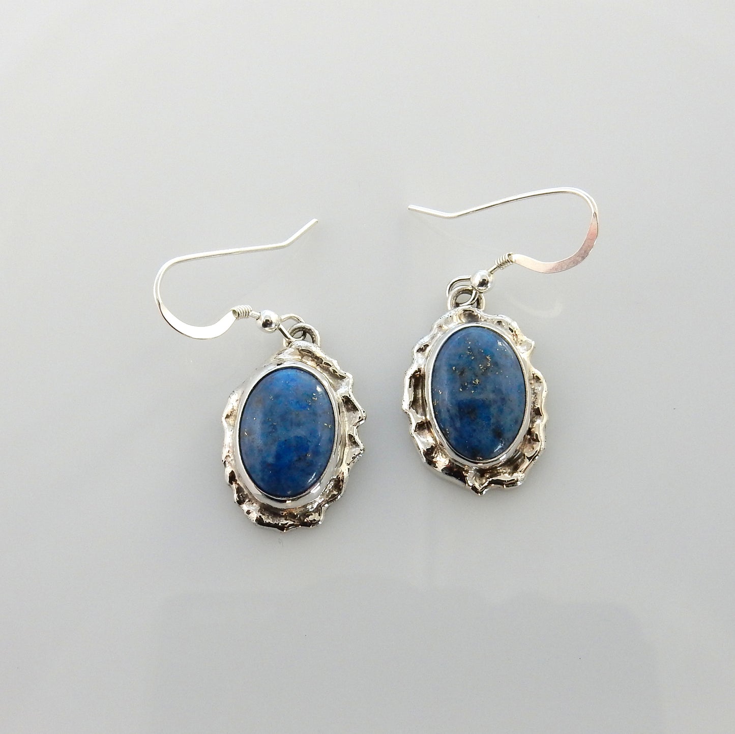 Sterling Silver Denim Lapis Dangle Earrings - DeSantis