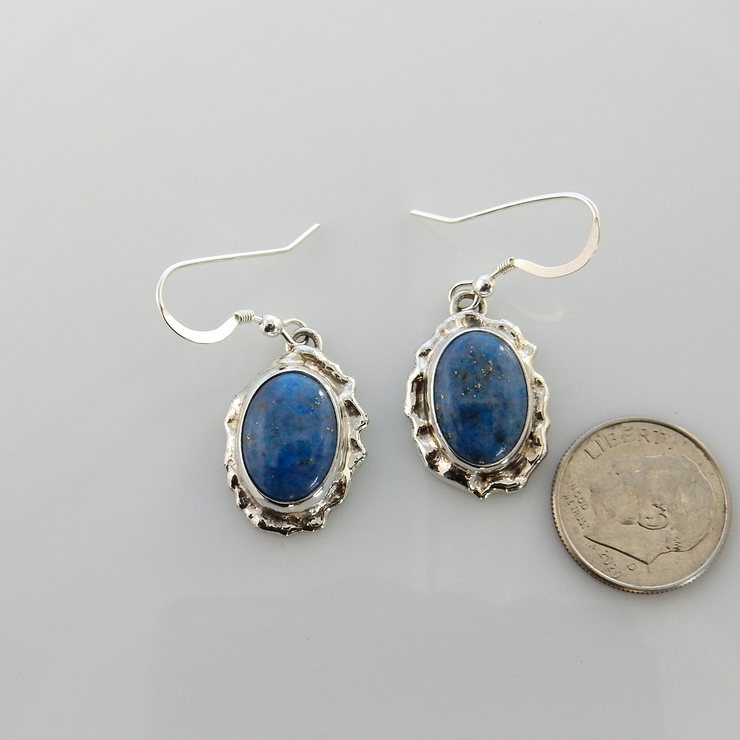 Sterling Silver Denim Lapis Dangle Earrings - DeSantis