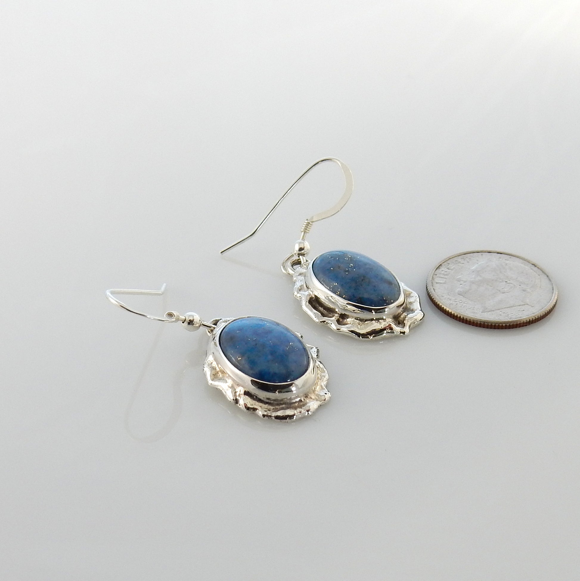 Sterling Silver Denim Lapis Dangle Earrings - DeSantis