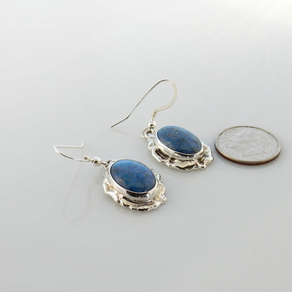 Sterling Silver Denim Lapis Dangle Earrings - DeSantis