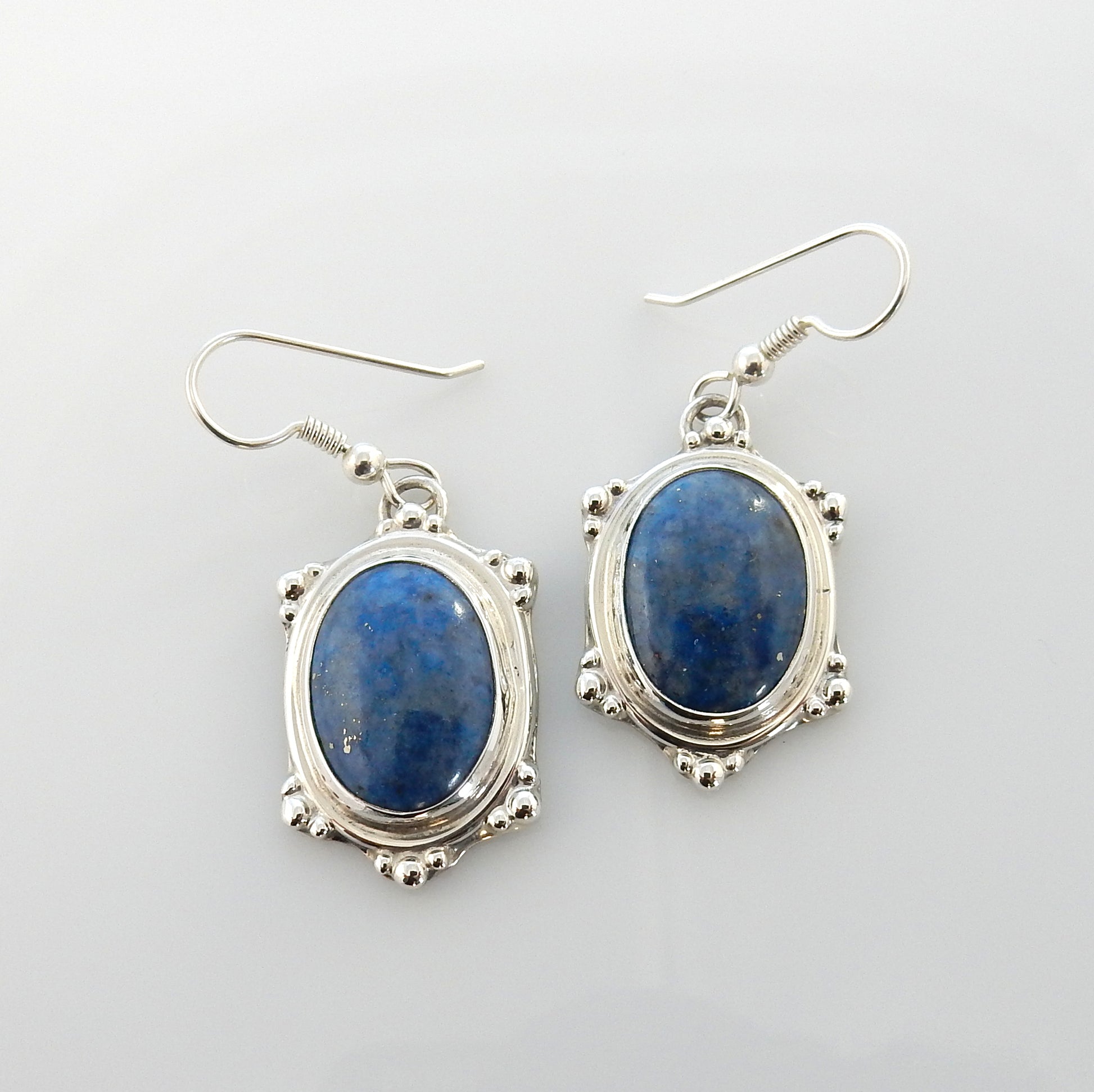 Sterling Silver Denim Lapis Dangle Earrings - DeSantis