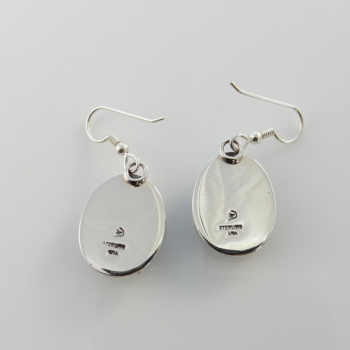 Sterling Silver Denim Lapis Dangle Oval Earrings - DeSantis