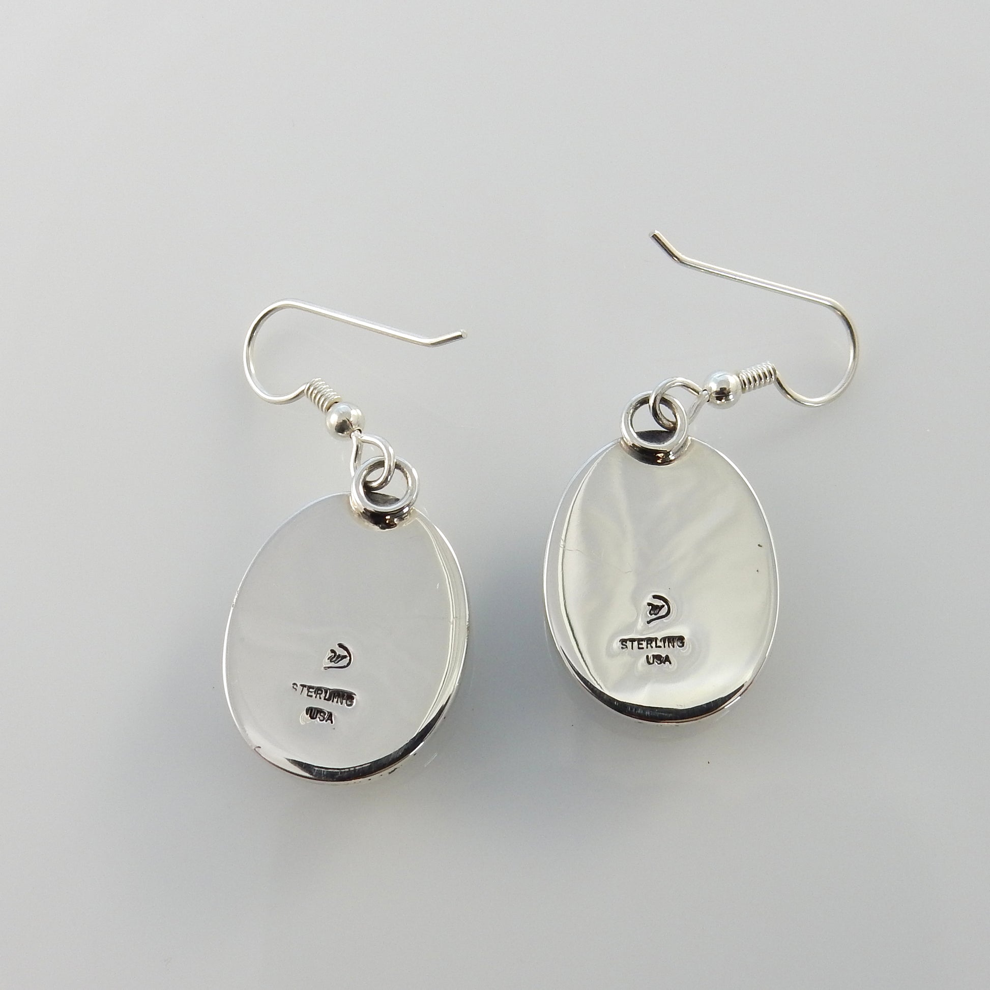 Sterling Silver Denim Lapis Dangle Oval Earrings - DeSantis