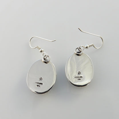 Sterling Silver Denim Lapis Dangle Oval Earrings - DeSantis