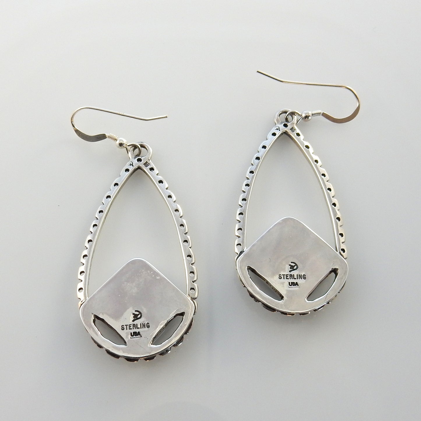 Sterling Silver Denim Lapis Dangle Teardrop Earrings - DeSantis