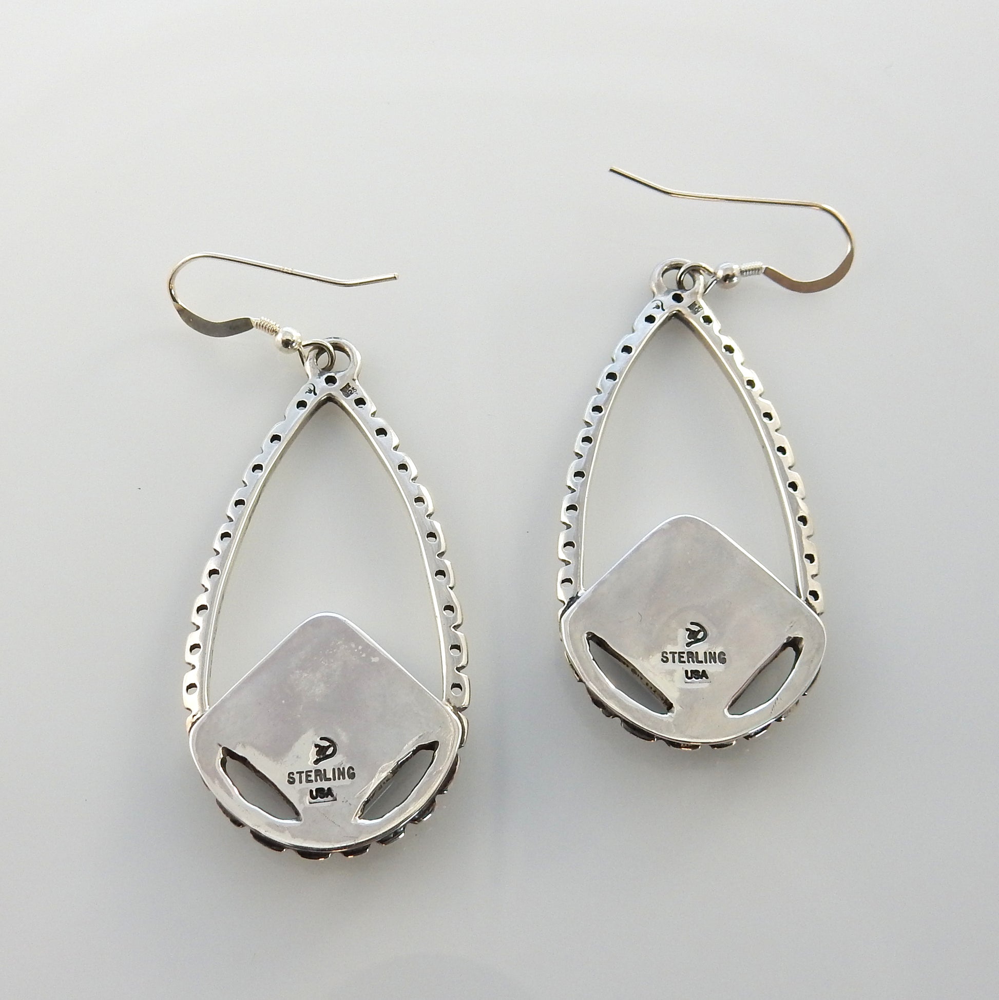 Sterling Silver Denim Lapis Dangle Teardrop Earrings - DeSantis