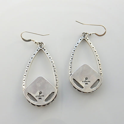 Sterling Silver Denim Lapis Dangle Teardrop Earrings - DeSantis