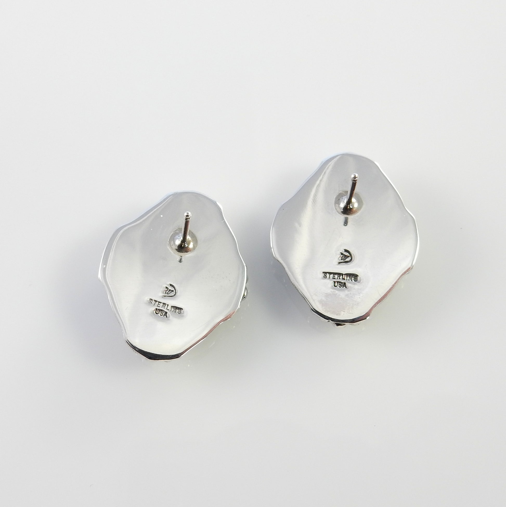 Sterling Silver Denim Lapis Handmade Post Earrings - DeSantis