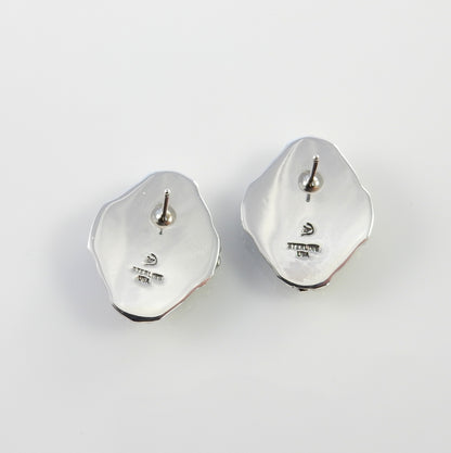 Sterling Silver Denim Lapis Handmade Post Earrings - DeSantis