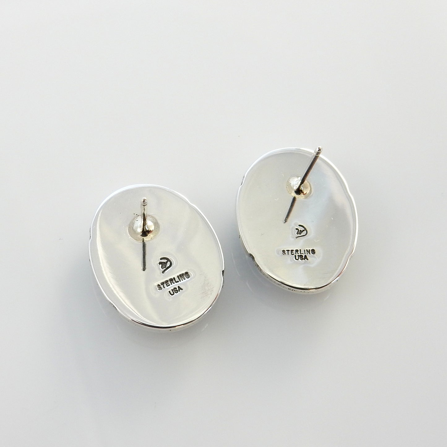 Sterling Silver Denim Lapis Oval Post Earrings - DeSantis