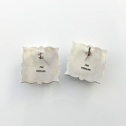 Sterling Silver Denim Lapis Southwestern Post Earrings - DeSantis