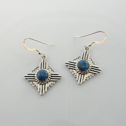 Sterling Silver Denim Lapis Zia Dangle Earrings - DeSantis
