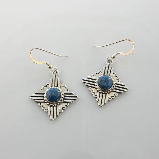 Sterling Silver Denim Lapis Zia Dangle Earrings - DeSantis