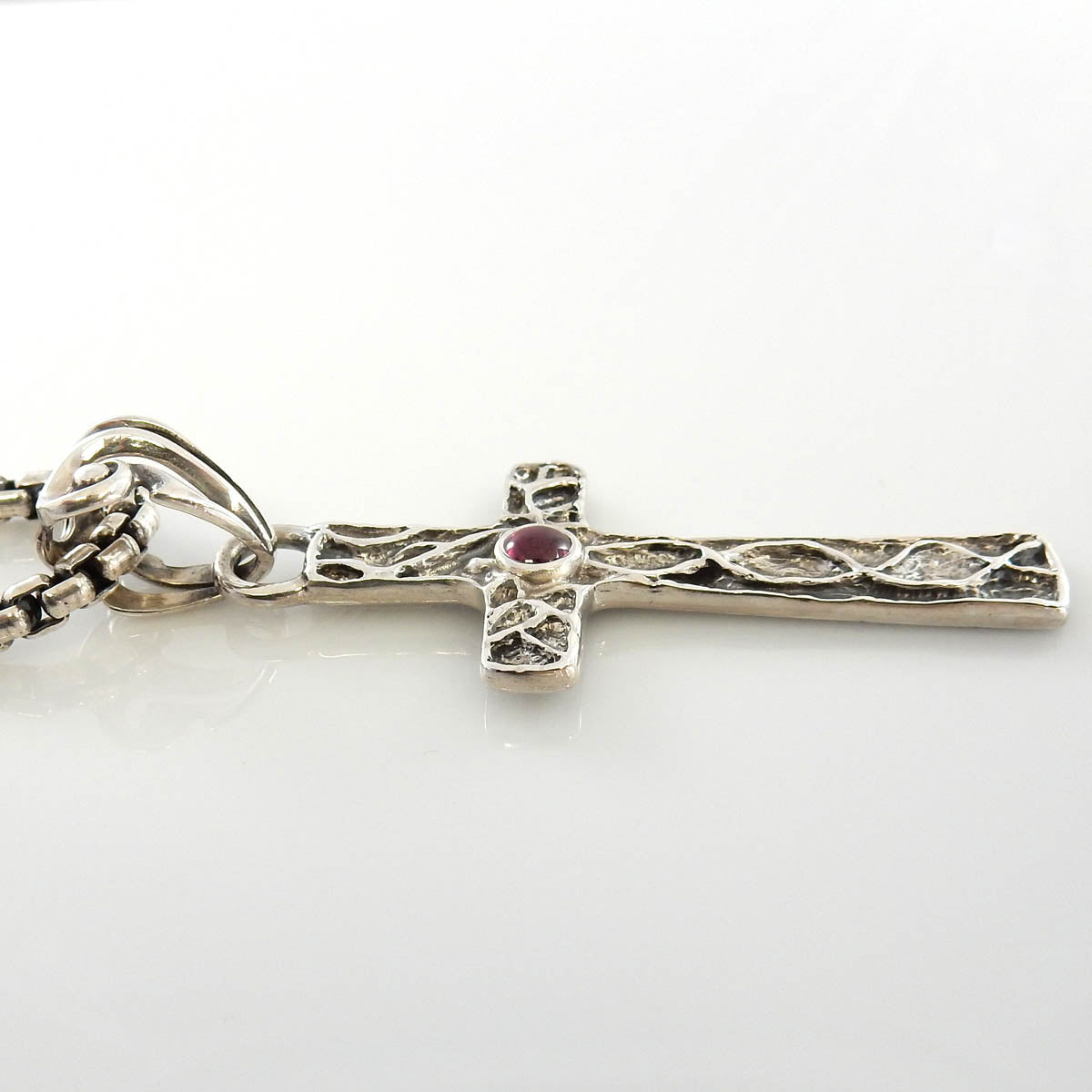 Sterling Silver Garnet Cross Pendant - DeSantis