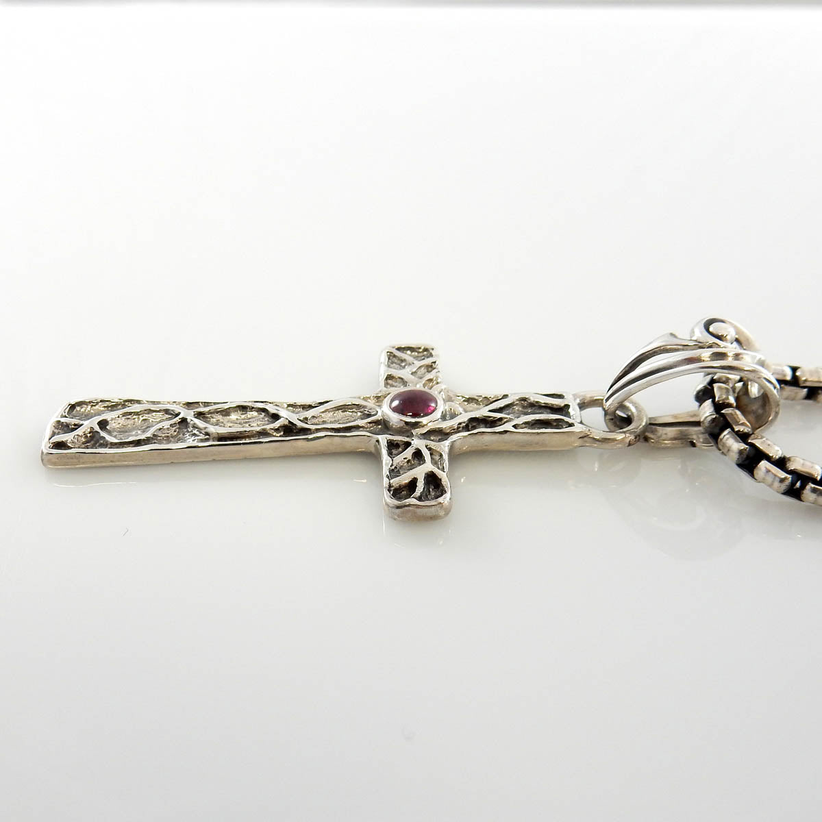 Sterling Silver Garnet Cross Pendant - DeSantis