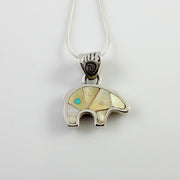 Sterling Silver "Gold Lip" Mother of Pearl Inlay Bear Pendant - DeSantis