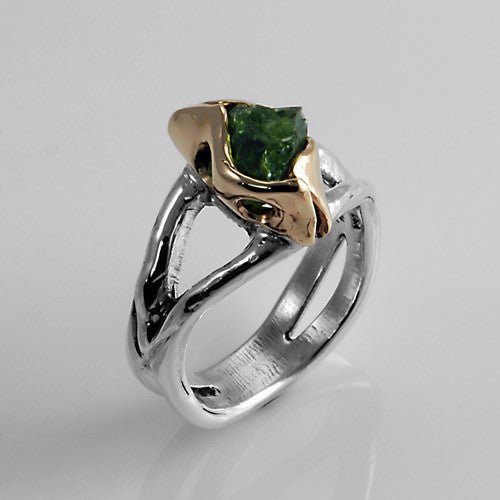 Sterling Silver Gold Raw Peridot Ring Size 7 - DeSantis