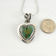 Sterling Silver Green Turquoise Heart Pendant - DeSantis